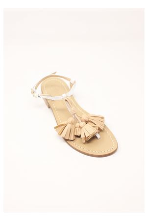 White capri sandals with sand tassels Da Costanzo | NAPPINEGRBIANCOVACCHETTANATURALE